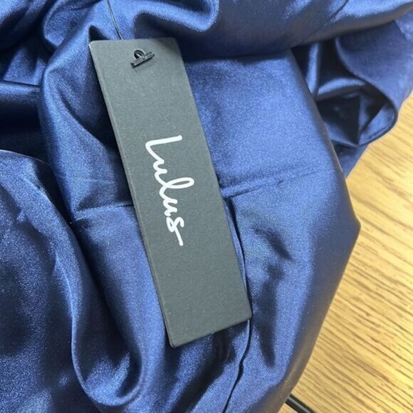 Lulus XL Navy Blue Satin Maxi Dress - Picture 7 of 10